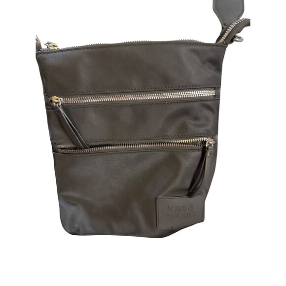 Love & Sports Black Crossbody Bag With Adjustable Strap & Dual Zipper Pockets - Picture 3 of 12